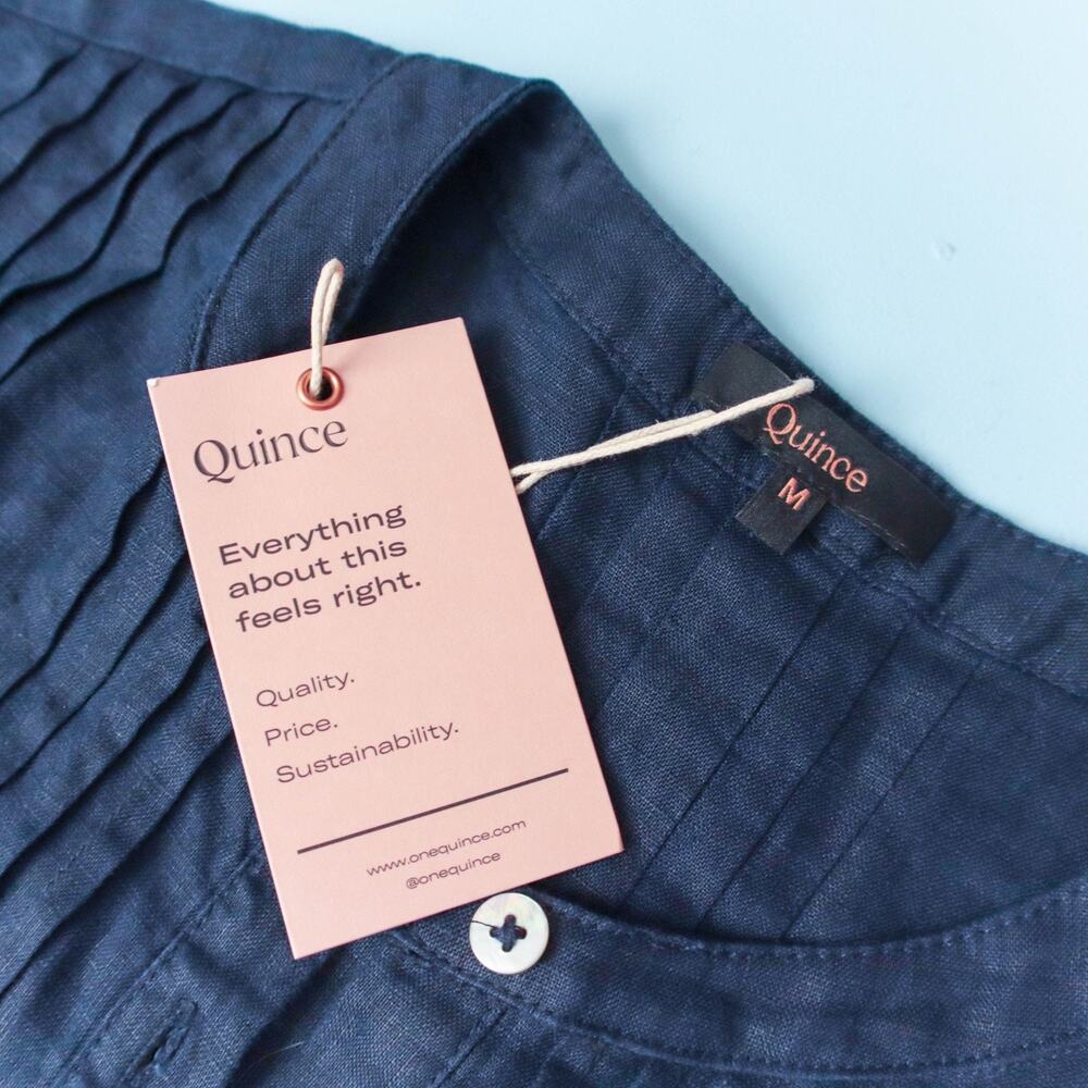 NWT Quince 100% European Linen Dress Womens Medium Short Sleeve Swing Casual - Picture 4 of 8
